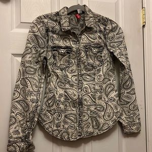 Long-sleeved button-down shirt with print, H&M US 2.